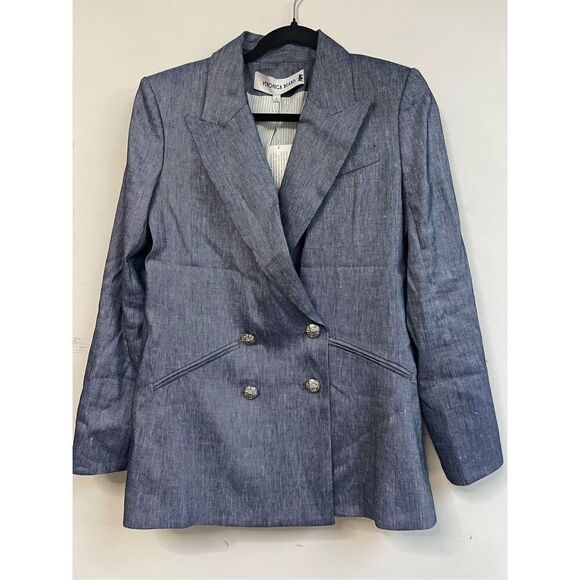 Veronica Beard Women's Blue Melange Dale Linen Dickey Jacket Size 6 NWT - Picture 3 of 9